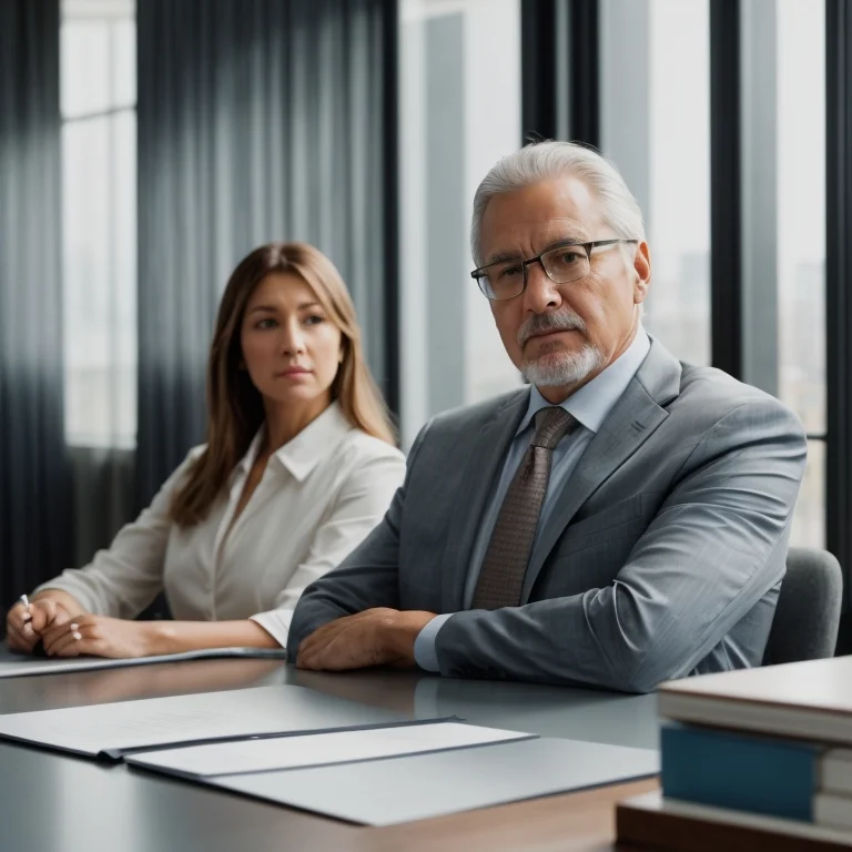 Elderly couple consulting lawyer