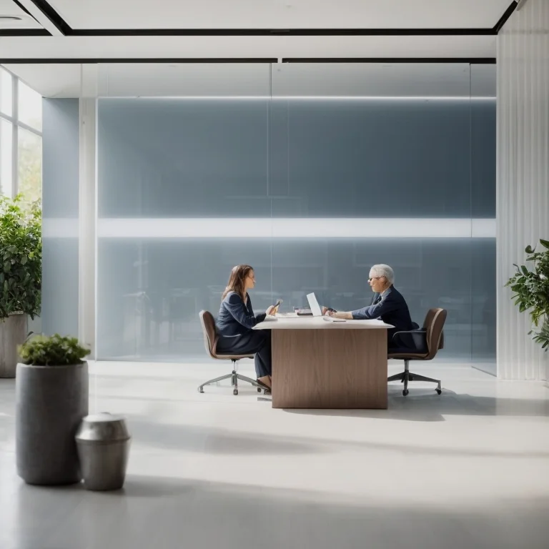 Senior receiving legal advice from a consultant